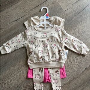 Garanimals Cat Print Pajama Set - Beige and Pink